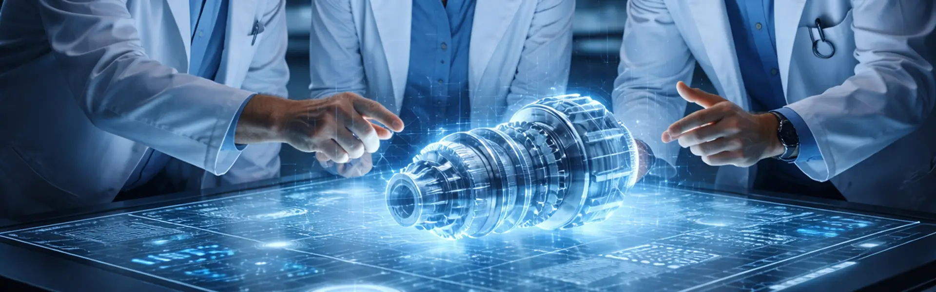 Team tecnico durante l’analisi digitale di un componente meccanico per sviluppo dello stampo per la microfusione industriale a disegno.